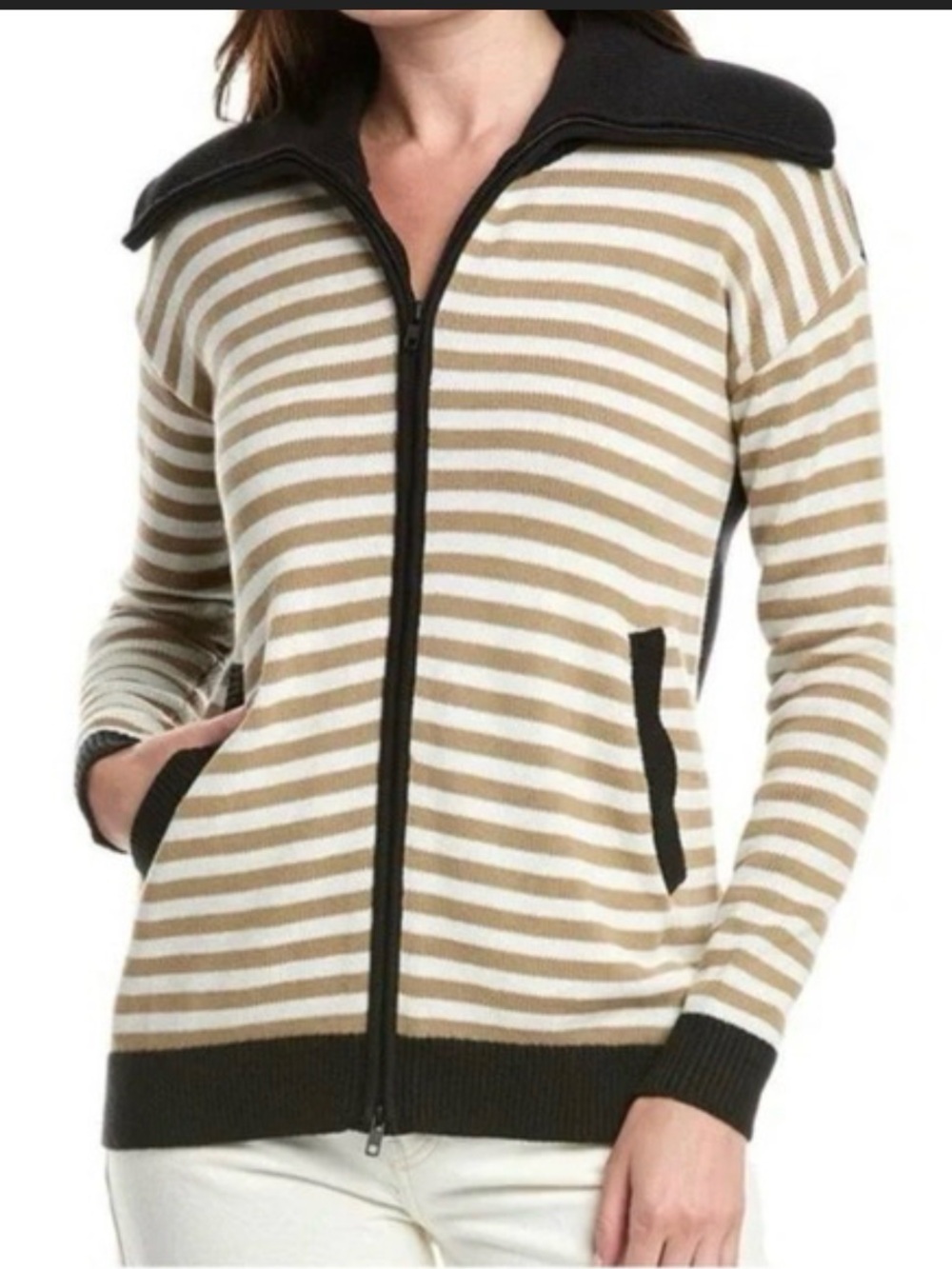 Cabi Striped Zip-Front Women’s Sweater Jacket BRAND NEW